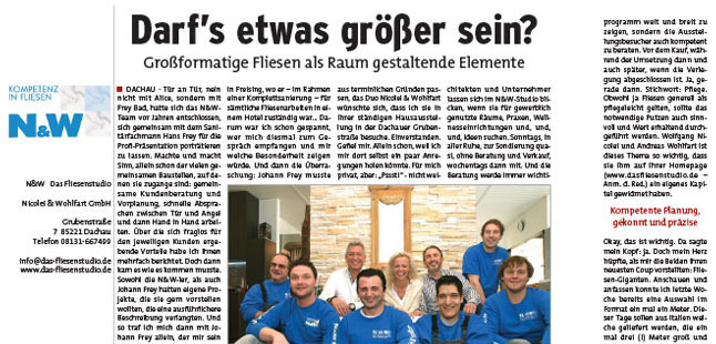Bericht große Fliese